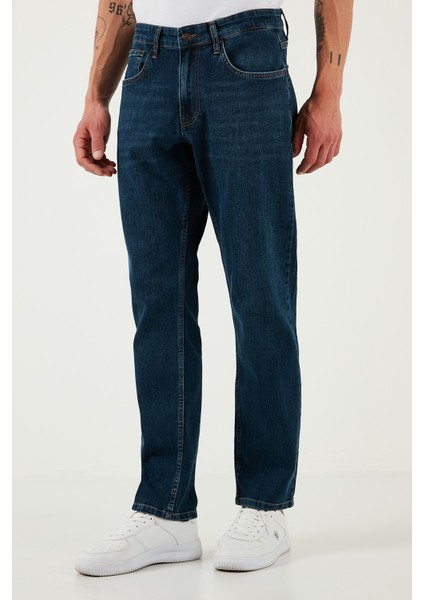Streç Pamuklu Comfort Fit Yüksek Bel Boru Paça Jeans Erkek Kot Pantolon 4400S57TEXAS fırsatları