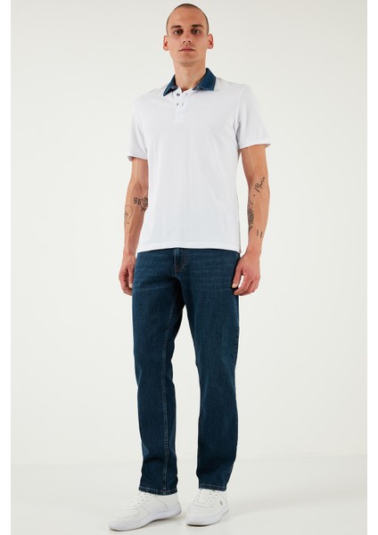 Streç Pamuklu Comfort Fit Yüksek Bel Boru Paça Jeans Erkek Kot Pantolon 4400S57TEXAS