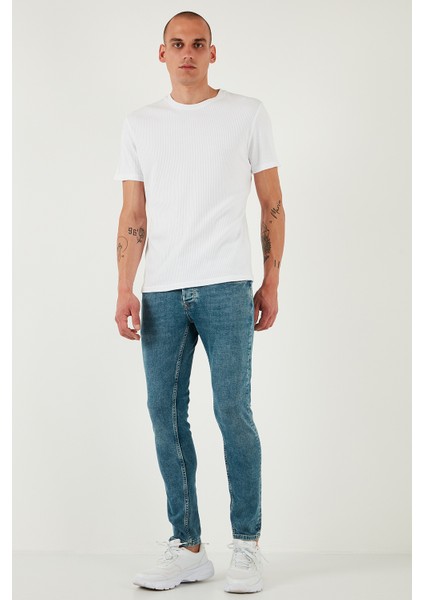 Streç Pamuklu Slim Fit Normal Bel Dar Paça Jeans Erkek Kot Pantolon 1124S52NAPOLI