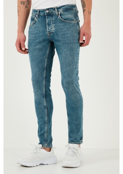 Streç Pamuklu Slim Fit Normal Bel Dar Paça Jeans Erkek Kot Pantolon 1124S52NAPOLI