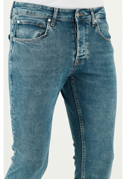 Streç Pamuklu Slim Fit Normal Bel Dar Paça Jeans Erkek Kot Pantolon 1124S52NAPOLI