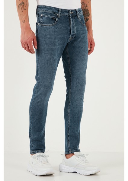 Streç Pamuklu Slim Fit Normal Bel Dar Paça Jeans Erkek Kot Pantolon 1124S62NAPOLI fiyatları