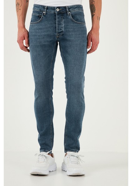 Streç Pamuklu Slim Fit Normal Bel Dar Paça Jeans Erkek Kot Pantolon 1124S62NAPOLI modelleri