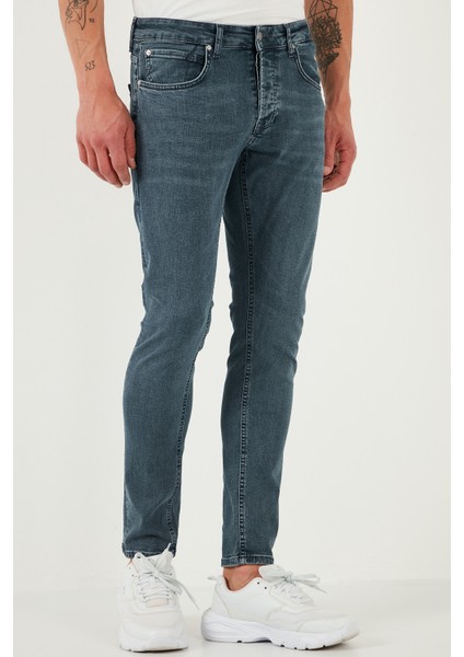 Streç Pamuklu Slim Fit Normal Bel Dar Paça Jeans Erkek Kot Pantolon 1124S73NAPOLI