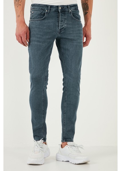 Streç Pamuklu Slim Fit Normal Bel Dar Paça Jeans Erkek Kot Pantolon 1124S73NAPOLI