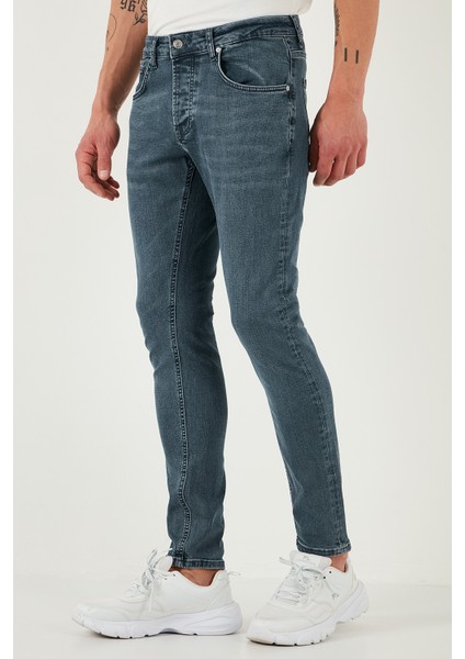 Streç Pamuklu Slim Fit Normal Bel Dar Paça Jeans Erkek Kot Pantolon 1124S73NAPOLI