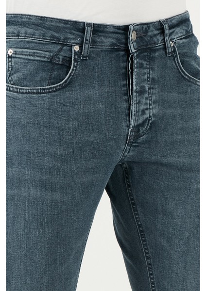 Streç Pamuklu Slim Fit Normal Bel Dar Paça Jeans Erkek Kot Pantolon 1124S73NAPOLI