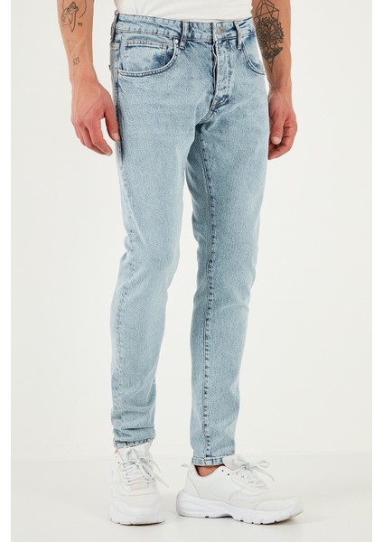 Streç Pamuklu Slim Fit Normal Bel Dar Paça Jeans Erkek Kot Pantolon 1115S601NAPOLI