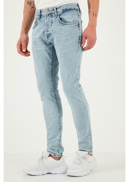 Streç Pamuklu Slim Fit Normal Bel Dar Paça Jeans Erkek Kot Pantolon 1115S601NAPOLI