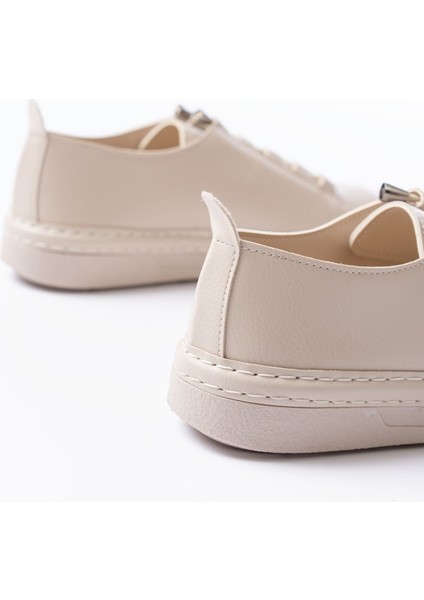 MK-9026 Bej Bağcıklı Taş Aksesuarlı Günlük Spor Ayakkabı fiyatları