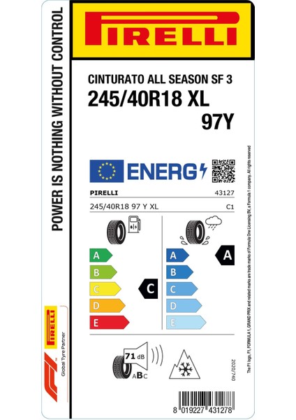245/40 R18 97Y Xl Cınturato All Season Sf3 Oto 4 Mevsim Lastiği (Üretim Yılı: 2025) fiyatları