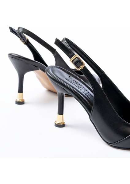 İNF-1151 Siyah Günlük Arkası Açık Topuklu Bayan Ayakkabı fırsatları