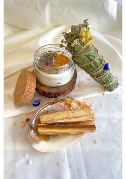 Nazar Tütsü Demeti, Deniz Kabuğu, Palo Santo, Aromaterapi Mum Arınma 4'lü Ritüel Set
