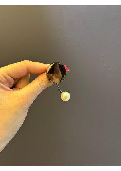 Çelik Füme Inci Boncuklu Tasarım Broş Yaka Giyim Aksesuarı 5x3 cm