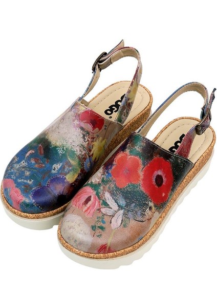 Kadın Vegan Deri Çok Renkli Kalın Taban Sandalet - Full Of Hope Tasarım