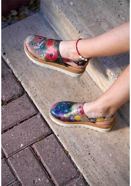 Kadın Vegan Deri Çok Renkli Kalın Taban Sandalet - Full Of Hope Tasarım fiyatları