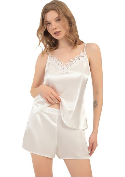 Lüx Kadın 6 Parça Saten Pijama Gecelik Sabahlık Gelin Çeyiz Seti 1496