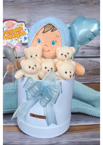 Özel Kutuda Uyku Arkadaşı Bebeto Peluş Bebeği ile Yeni Doğan Hediye Seti- Babyshower, Yenidoğan Hediyesi