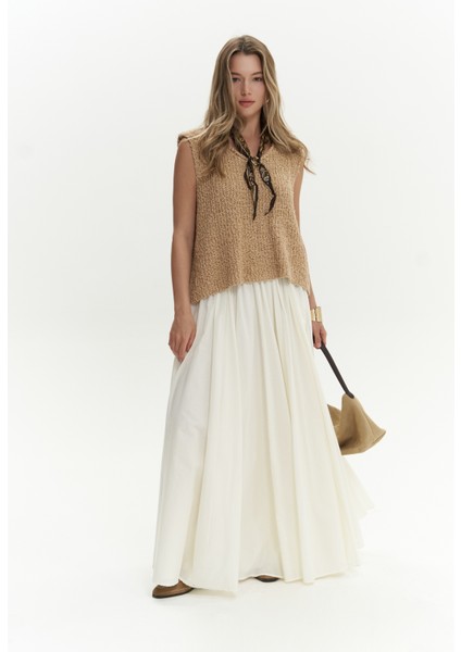 Knitle Rahat Kalıp Triko Tarçın Crop fiyatları