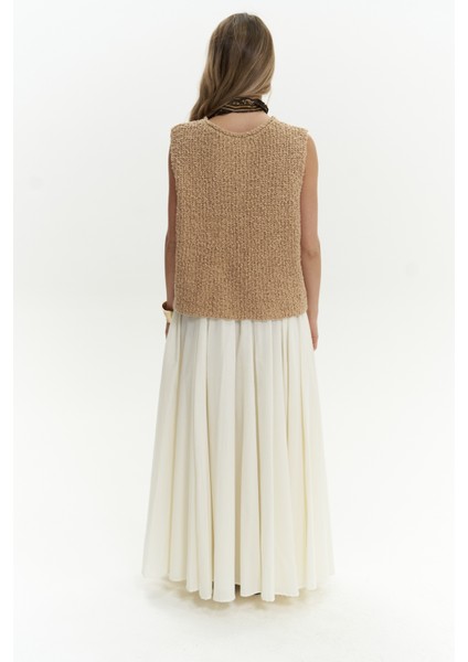 Knitle Rahat Kalıp Triko Tarçın Crop indirimleri