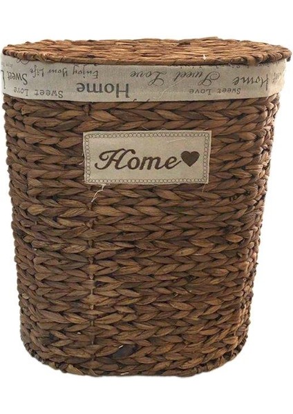Hasır Koyu Kahve Oval Çamaşır Sepeti 48 cm