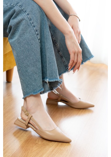 Felina Taba ( 3 cm Topuklu ) Sivri Burun Topuklu Ayakkabı