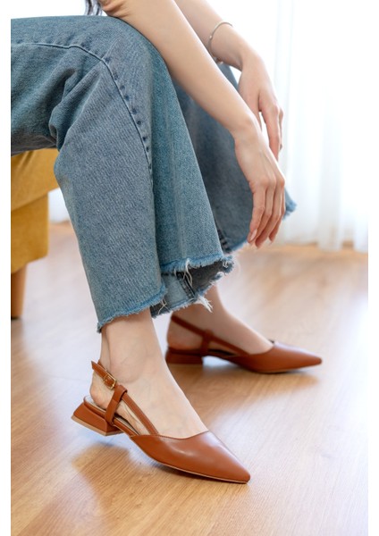 Felina Taba ( 3 cm Topuklu ) Sivri Burun Topuklu Ayakkabı