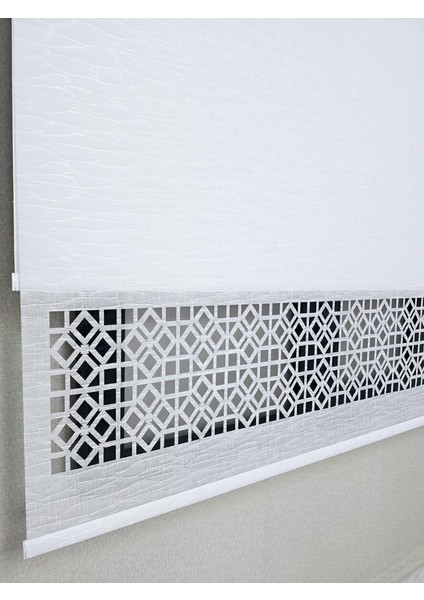 Keten Kumaşlı Lazer Kesim Tül Stor Perde MLT1004