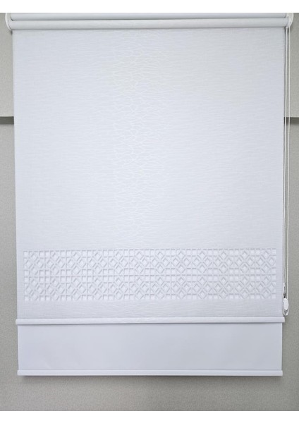 Keten Kumaşlı Lazer Kesim Tül Stor Perde MLT1004