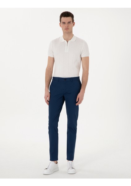 Erkek İndigo Slim Fit Beli Lastikli Kanvas Pantolon 50308111-VR028