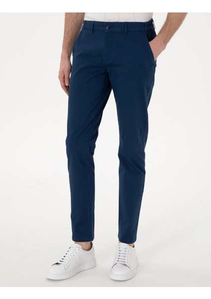 Erkek İndigo Slim Fit Beli Lastikli Kanvas Pantolon 50308111-VR028