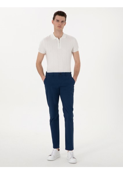 Erkek İndigo Slim Fit Beli Lastikli Kanvas Pantolon 50308111-VR028