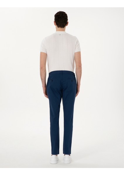 Erkek İndigo Slim Fit Beli Lastikli Kanvas Pantolon 50308111-VR028