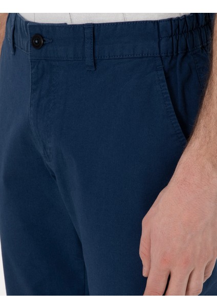 Erkek İndigo Slim Fit Beli Lastikli Kanvas Pantolon 50308111-VR028