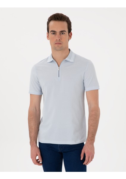 Erkek Açık Mavi Slim Fit Tişört 50302607-VR003