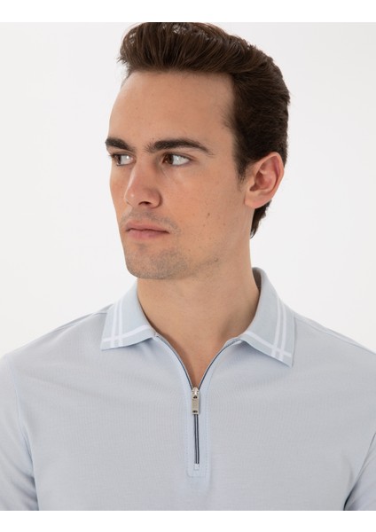 Erkek Açık Mavi Slim Fit Tişört 50302607-VR003