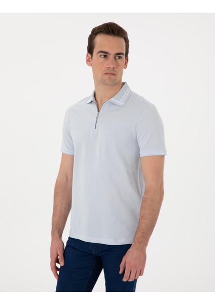 Erkek Açık Mavi Slim Fit Tişört 50302607-VR003