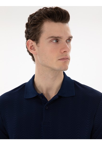 Erkek Lacivert Slim Fit Polo Yaka Tişört 50310233-VR033