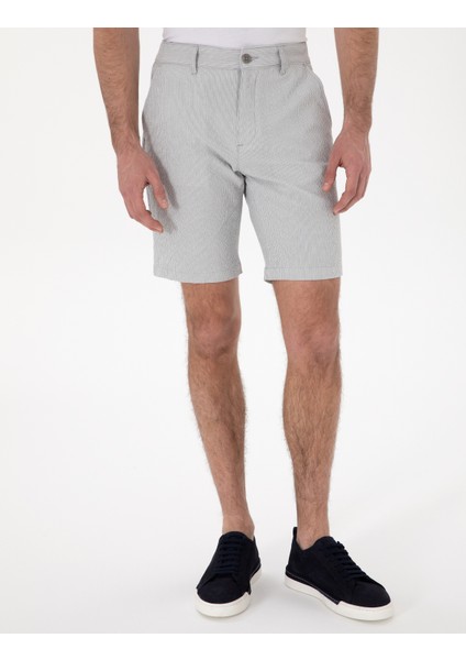 Erkek Gri Slim Fit Gofre Beli Lastikli Dokuma Şort 50305289-VR024