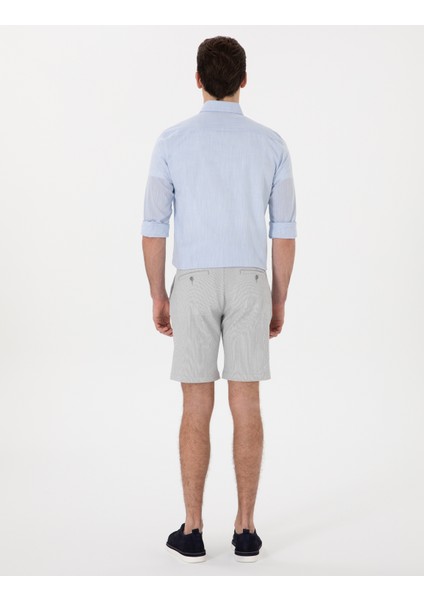 Erkek Gri Slim Fit Gofre Beli Lastikli Dokuma Şort 50305289-VR024