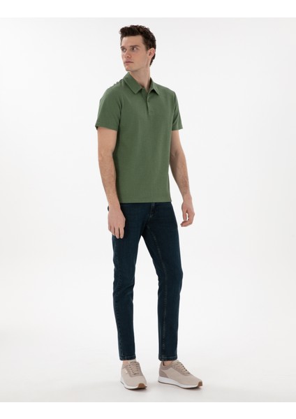 Erkek Haki Slim Fit Polo Yaka Tişört 50307581-VR027