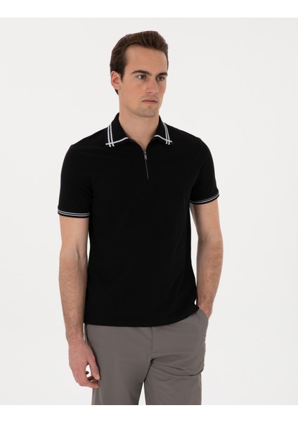 Erkek Siyah Slim Fit Tişört 50302607-VR046