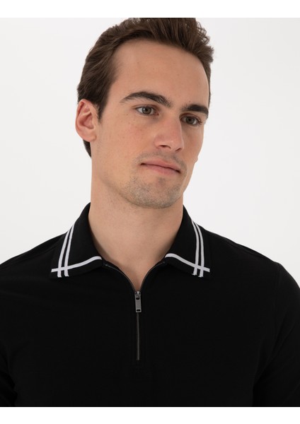 Erkek Siyah Slim Fit Tişört 50302607-VR046