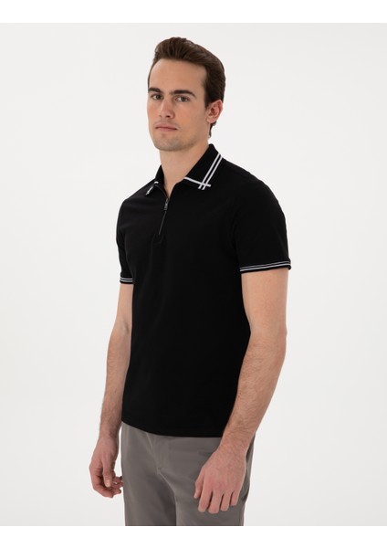 Erkek Siyah Slim Fit Tişört 50302607-VR046