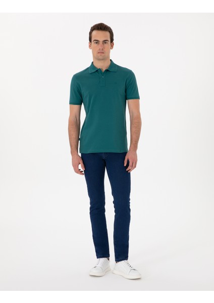 Erkek Zümrüt Slim Fit Kıvrılmaz Polo Yaka Basic Tişört 50302561-VR055