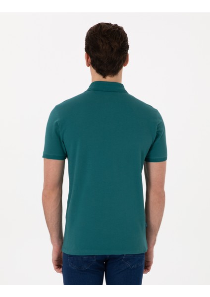 Erkek Zümrüt Slim Fit Kıvrılmaz Polo Yaka Basic Tişört 50302561-VR055