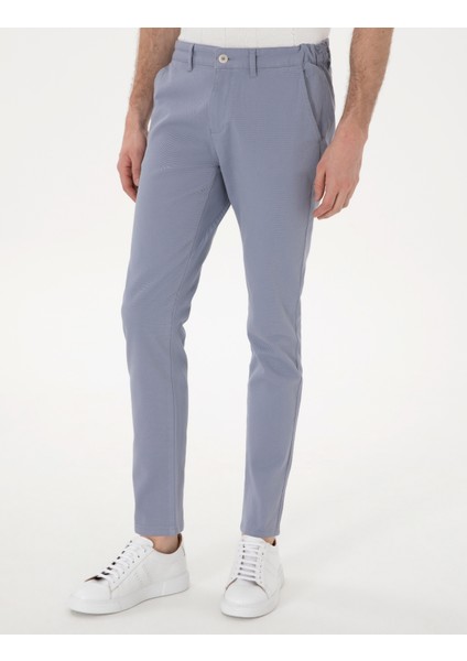 Erkek Açık Mavi Slim Fit Beli Lastikli Kanvas Pantolon 50308080-VR003