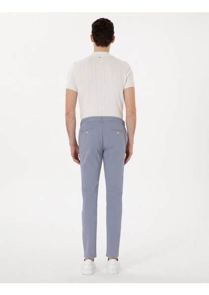 Erkek Açık Mavi Slim Fit Beli Lastikli Kanvas Pantolon 50308080-VR003