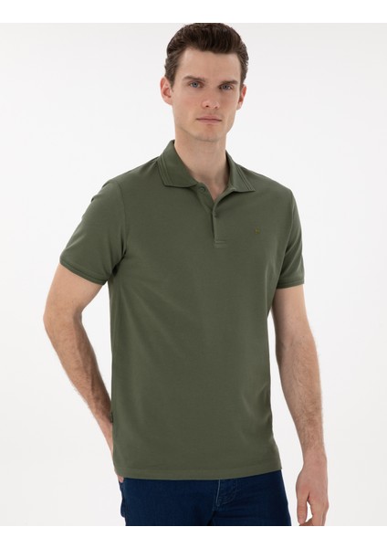 Erkek Haki Regular Fit %100 Pamuk Polo Yaka Basic Tişört 50306449-VR027 modelleri