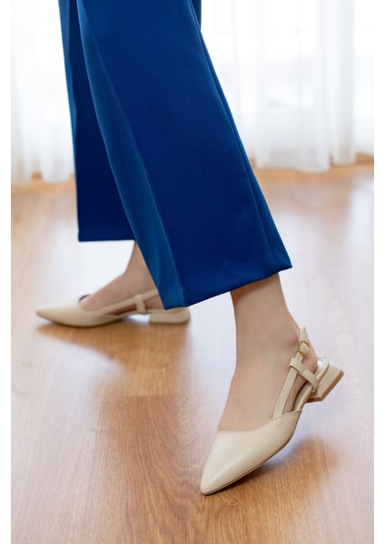 Felina Bej ( 3 cm Topuklu ) Sivri Burun Topuklu Ayakkabı fırsatları